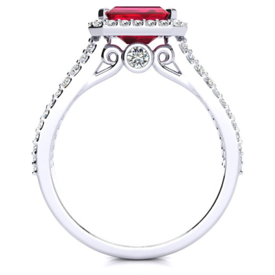 1 1/2 Carat Antique Ruby and Halo Diamond Ring In 14 Karat White Gold