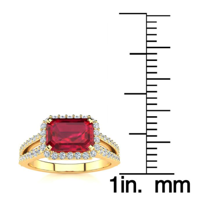 1 1/2 Carat Antique Ruby and Halo Diamond Ring In 14 Karat Yellow Gold