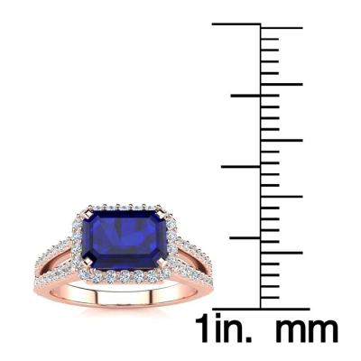 1 1/2 Carat Antique Sapphire and Halo Diamond Ring In 14 Karat Rose Gold