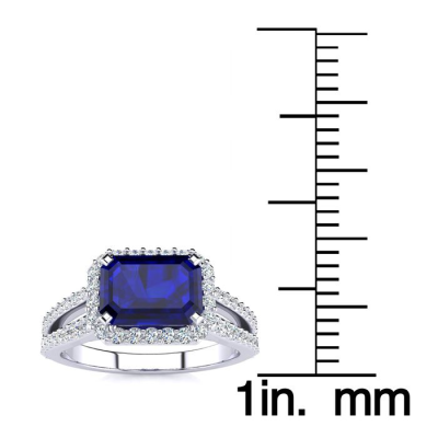 1 1/2 Carat Antique Sapphire and Halo Diamond Ring In 14 Karat White Gold