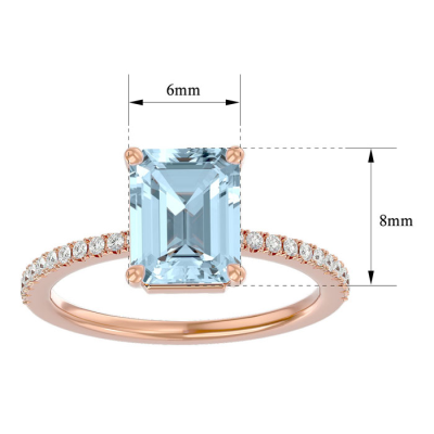 1 1/2 Carat Aquamarine and Diamond Ring In 14 Karat Rose Gold