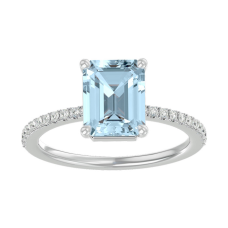 1 1/2 Carat Aquamarine and Diamond Ring In 14 Karat White Gold