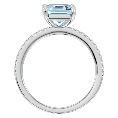 1 1/2 Carat Aquamarine and Diamond Ring In 14 Karat White Gold