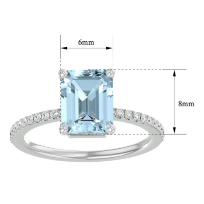 1 1/2 Carat Aquamarine and Diamond Ring In 14 Karat White Gold