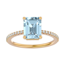 1 1/2 Carat Aquamarine and Diamond Ring In 14 Karat Yellow Gold