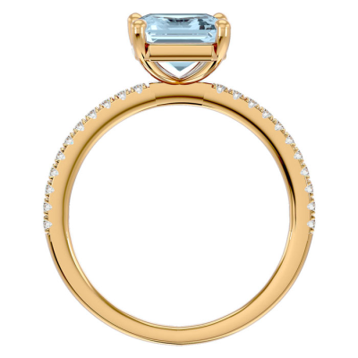 1 1/2 Carat Aquamarine and Diamond Ring In 14 Karat Yellow Gold