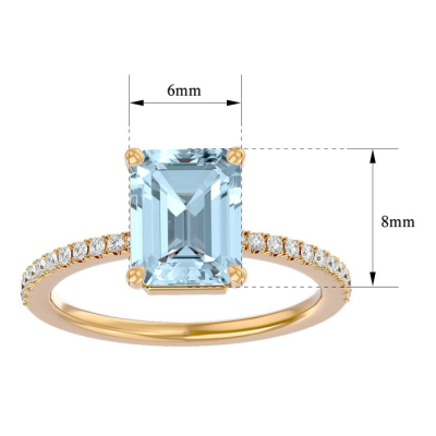 1 1/2 Carat Aquamarine and Diamond Ring In 14 Karat Yellow Gold