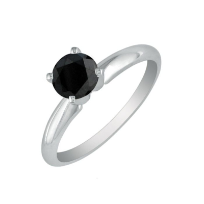 1 1/2 Carat Black Diamond Engagement Ring in 14K White Gold