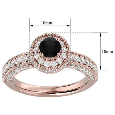 1 1/2 Carat Black Moissanite Halo Engagement Ring In 14 Karat Rose Gold