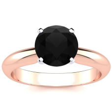 1 1/2 Carat Black Moissanite Solitaire Engagement Ring In 14 Karat Rose Gold