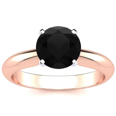 1 1/2 Carat Black Moissanite Solitaire Engagement Ring In 14 Karat Rose Gold