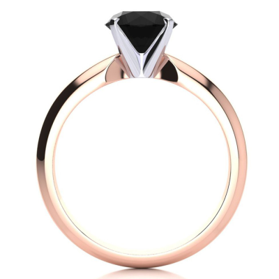 1 1/2 Carat Black Moissanite Solitaire Engagement Ring In 14 Karat Rose Gold