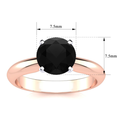 1 1/2 Carat Black Moissanite Solitaire Engagement Ring In 14 Karat Rose Gold