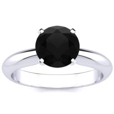 1 1/2 Carat Black Moissanite Solitaire Engagement Ring In 14 Karat White Gold