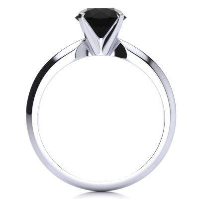 1 1/2 Carat Black Moissanite Solitaire Engagement Ring In 14 Karat White Gold