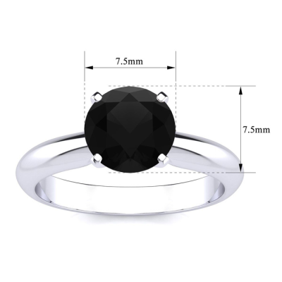 1 1/2 Carat Black Moissanite Solitaire Engagement Ring In 14 Karat White Gold