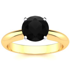 1 1/2 Carat Black Moissanite Solitaire Engagement Ring In 14 Karat Yellow Gold