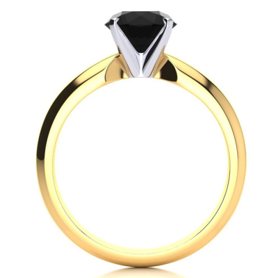 1 1/2 Carat Black Moissanite Solitaire Engagement Ring In 14 Karat Yellow Gold