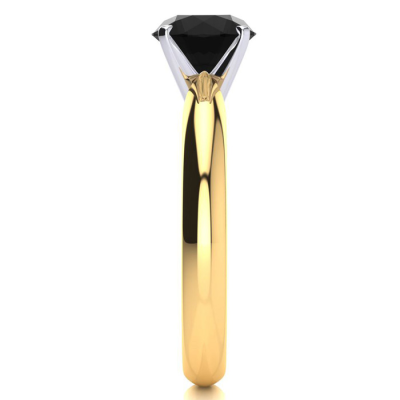 1 1/2 Carat Black Moissanite Solitaire Engagement Ring In 14 Karat Yellow Gold