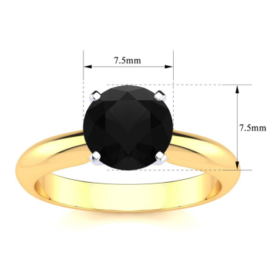 1 1/2 Carat Black Moissanite Solitaire Engagement Ring In 14 Karat Yellow Gold