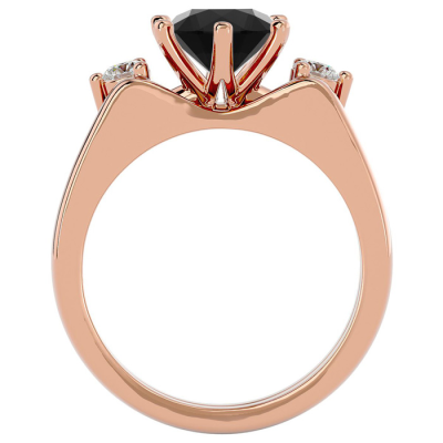 1 1/2 Carat Black Moissanite Solitaire Ring With 1/5 Carat Enhancer In 14 Karat Rose Gold