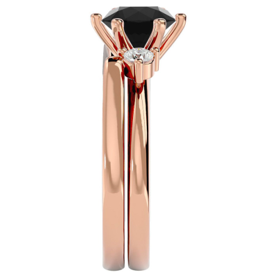 1 1/2 Carat Black Moissanite Solitaire Ring With 1/5 Carat Enhancer In 14 Karat Rose Gold
