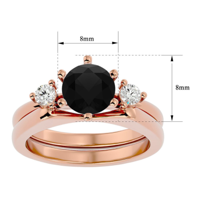 1 1/2 Carat Black Moissanite Solitaire Ring With 1/5 Carat Enhancer In 14 Karat Rose Gold