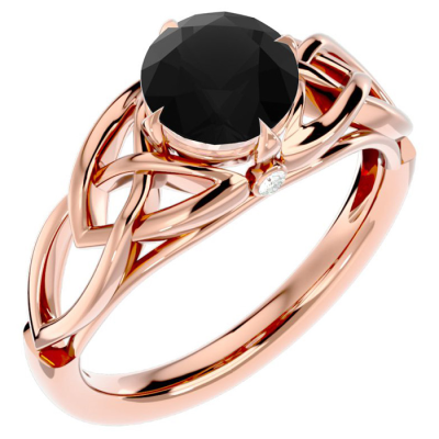 1 1/2 Carat Celtic Love Knot Black Diamond Engagement Ring In 14 Karat Rose Gold