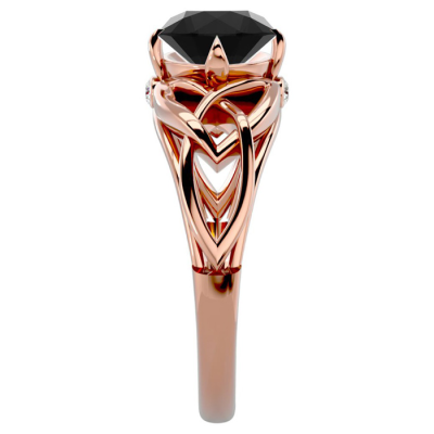 1 1/2 Carat Celtic Love Knot Black Diamond Engagement Ring In 14 Karat Rose Gold