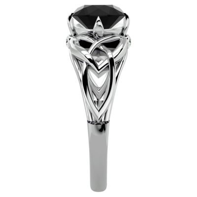 1 1/2 Carat Celtic Love Knot Black Diamond Engagement Ring In 14 Karat White Gold