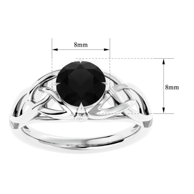 1 1/2 Carat Celtic Love Knot Black Diamond Engagement Ring In 14 Karat White Gold