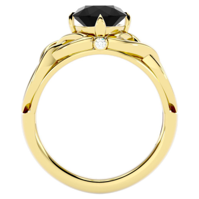 1 1/2 Carat Celtic Love Knot Black Diamond Engagement Ring In 14 Karat Yellow Gold