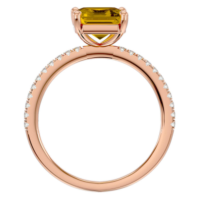 1 1/2 Carat Citrine and Diamond Ring In 14 Karat Rose Gold
