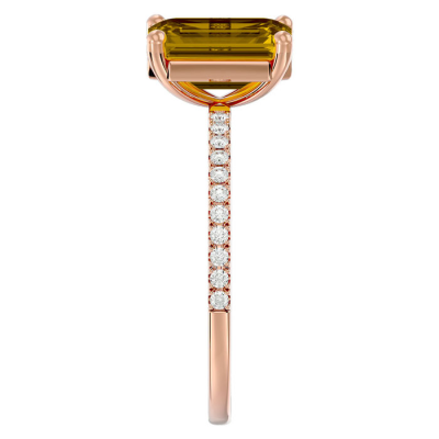 1 1/2 Carat Citrine and Diamond Ring In 14 Karat Rose Gold