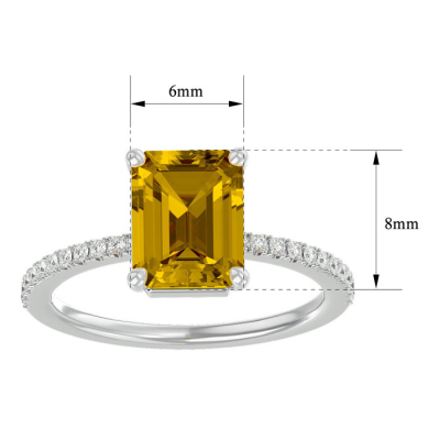 1 1/2 Carat Citrine and Diamond Ring In 14 Karat White Gold