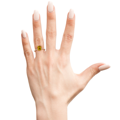 1 1/2 Carat Citrine and Diamond Ring In 14 Karat Yellow Gold