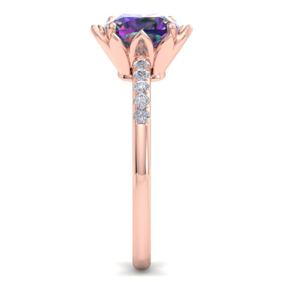 1 1/2 Carat Cushion Cut Mystic Topaz and Diamond Ring In 14K Rose Gold