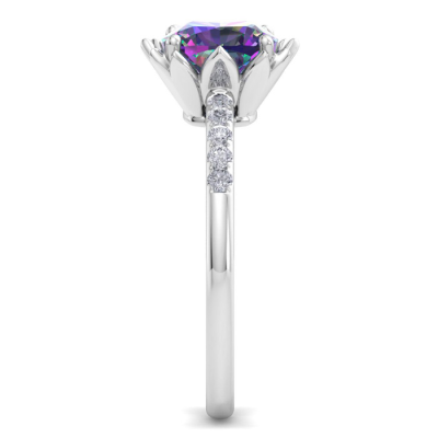 1 1/2 Carat Cushion Cut Mystic Topaz and Diamond Ring In 14K White Gold