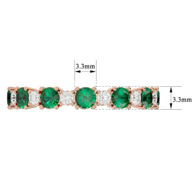 1 1/2 Carat Emerald and Diamond Eternity Ring In 14 Karat Rose Gold, Ring Size 6.5