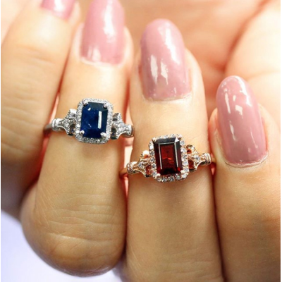 1 1/2 Carat Garnet and Halo Diamond Vintage Ring In 14 Karat Rose Gold