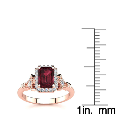 1 1/2 Carat Garnet and Halo Diamond Vintage Ring In 14 Karat Rose Gold