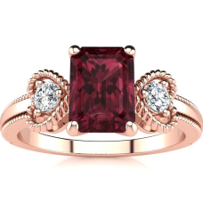 1 1/2 Carat Garnet and Two Diamond Heart Ring In 10 Karat Rose Gold