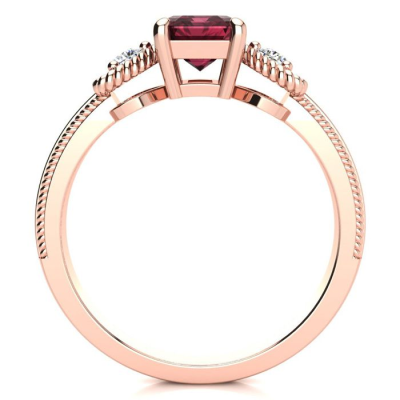1 1/2 Carat Garnet and Two Diamond Heart Ring In 10 Karat Rose Gold