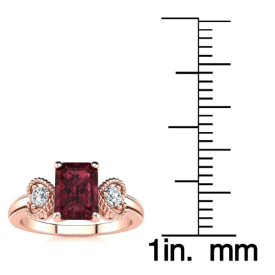 1 1/2 Carat Garnet and Two Diamond Heart Ring In 10 Karat Rose Gold