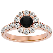 1 1/2 Carat Halo Black Moissanite Engagement Ring In 14 Karat Rose Gold