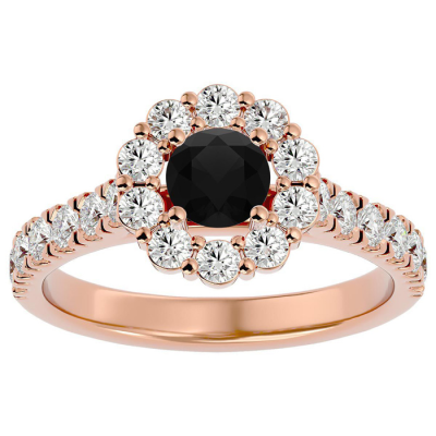 1 1/2 Carat Halo Black Moissanite Engagement Ring In 14 Karat Rose Gold