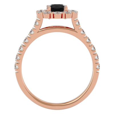 1 1/2 Carat Halo Black Moissanite Engagement Ring In 14 Karat Rose Gold