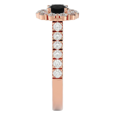 1 1/2 Carat Halo Black Moissanite Engagement Ring In 14 Karat Rose Gold