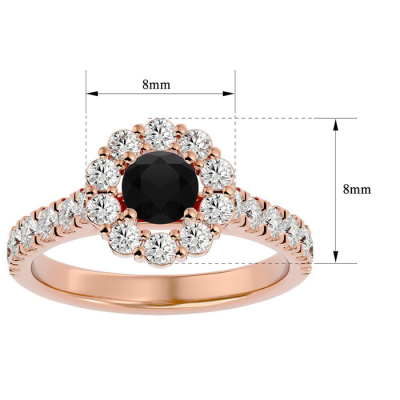1 1/2 Carat Halo Black Moissanite Engagement Ring In 14 Karat Rose Gold