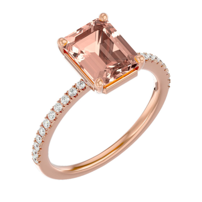 1 1/2 Carat Morganite and Diamond Ring In 14 Karat Rose Gold